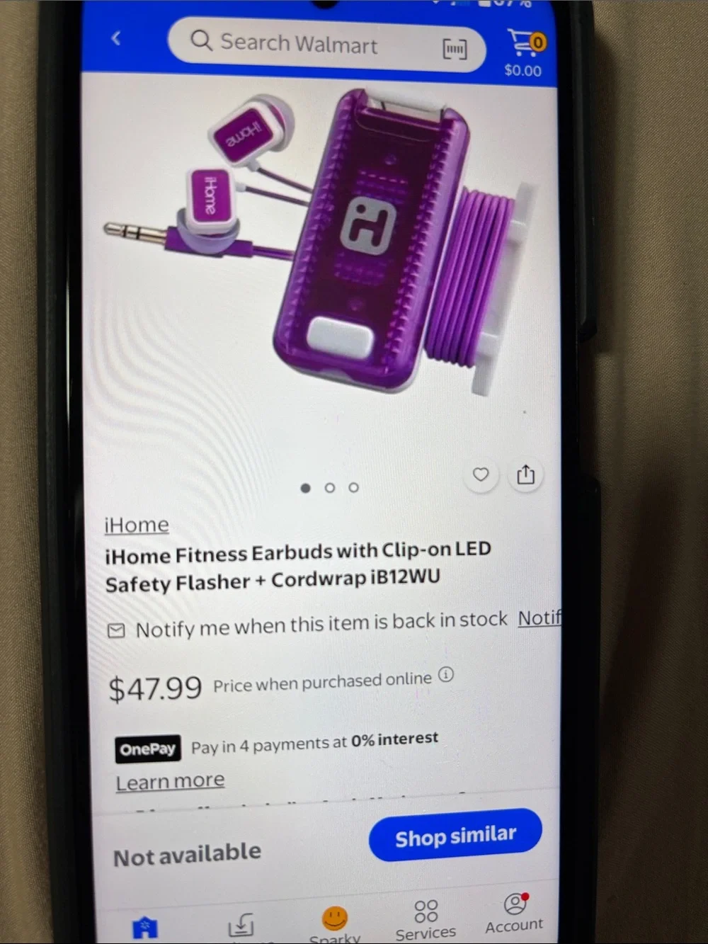 iHome FIT Purple Earbuds with LED Safety Flasher and Cordwrap